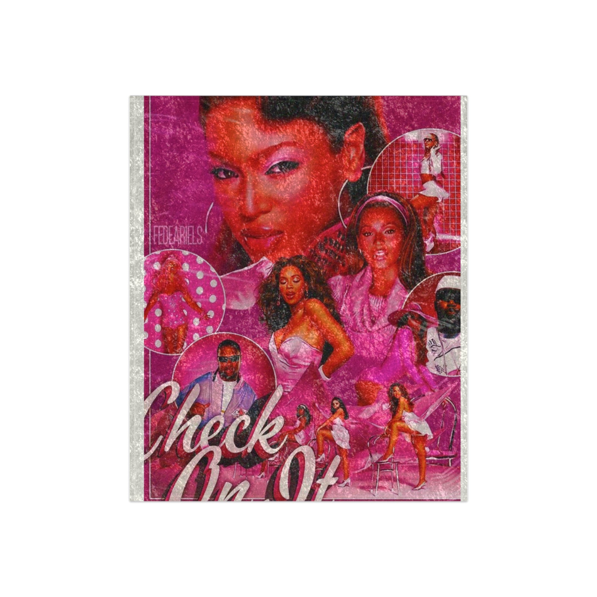 Beyonce Crushed Velvet Blanket | Pink R&B Collage Throw